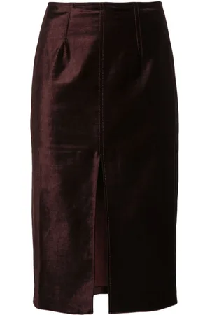 FORTE FORTE Front-slit velvet midi skirt