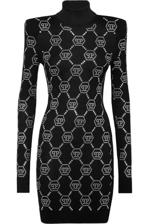 Philipp Plein Crystal-embellished monogram mini dress