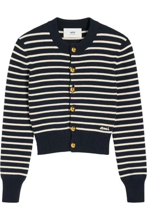 Ami Stripe-pattern cotton-blend cardigan