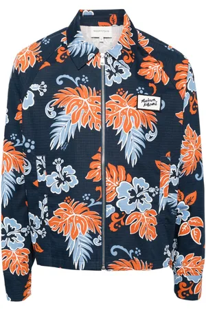 Maison Kitsuné Floral-print zip-up cotton jacket