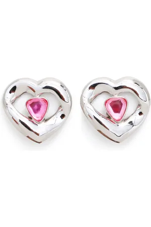 Saint Laurent Heart rhinestone clip-on earrings