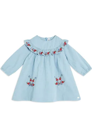 Tartine Et Chocolat Floral-embroidered gingham dress