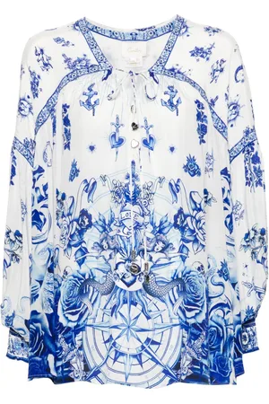 Camilla Nautical-print blouse