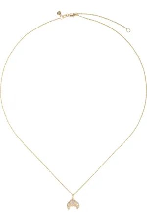 Sydney Evan 14kt yellow small Croissant Charm diamond necklace