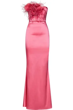 ROOM76 Rose appliqué satin dress