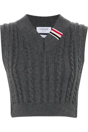 Thom Browne RWB-stripe cable-knit vest