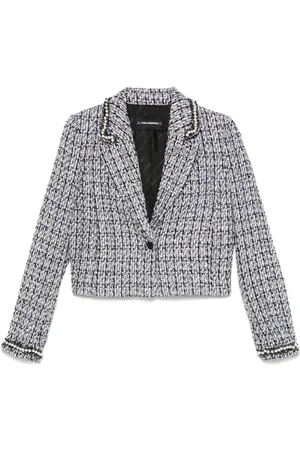 Karl Lagerfeld Faux pearl-embellished bouclé jacket
