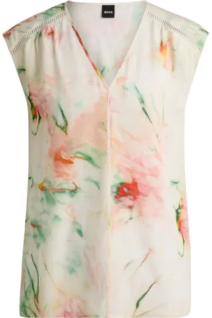 HUGO BOSS Floral-print silk blouse