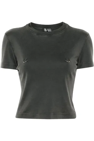 MUGLER Hoop detailing cropped T-shirt