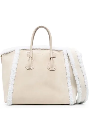Givenchy Shearling-trim leather tote bag