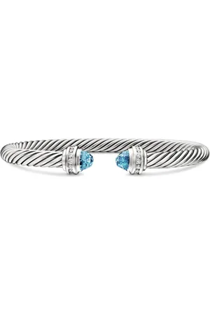 David Yurman Sterling silver Classic Cable diamond and topaz bracelet (5mm)