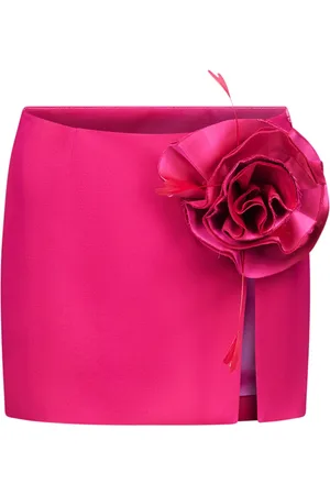 AREA Floral-appliqué wool mini skirt