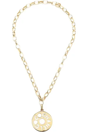 CHANEL 1990 cut-out logo pendant necklace