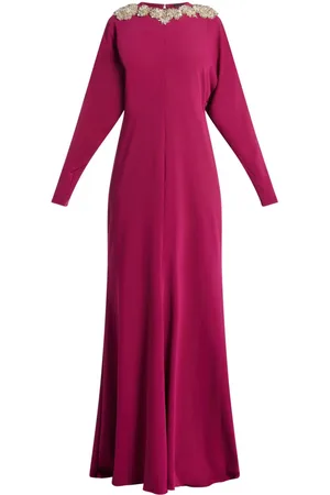 Costarellos Crystal-embellished long-sleeves dress