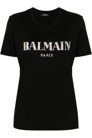 Balmain Crystal-logo cotton T-shirt