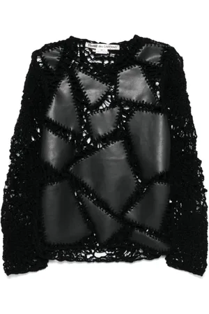 Comme des Garçons Faux-leather patch sweater