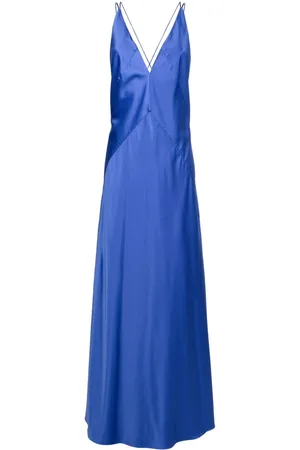 Lethicia Bronstein Satin-finish V-neck gown
