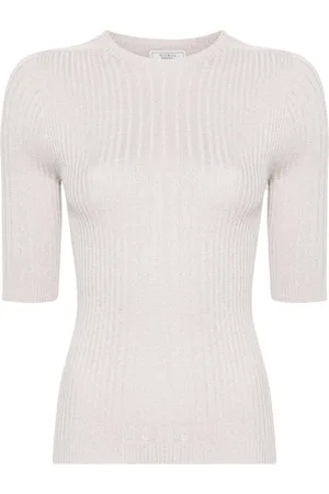 PESERICO SIGN Metallic-threading knitted top