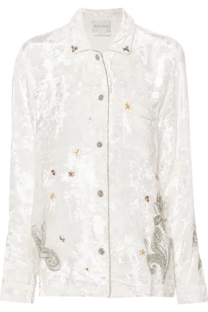 FORTE FORTE Crushed-velvet embroidered shirt