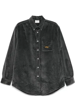 Drôle de Monsieur Embroidered-logo corduroy shirt
