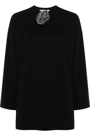 GIUSEPPE DI MORABITO Rhinestone-flower brooch T-shirt dress
