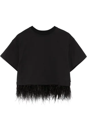 Le pandorine Feather-trim T-shirt