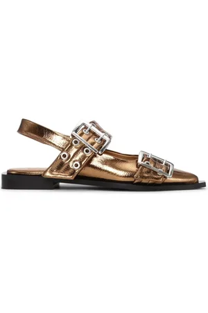 Ganni Metallic feminine ballerina shoes