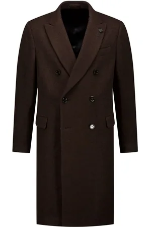 LARDINI Brooch-detail double-breasted coat
