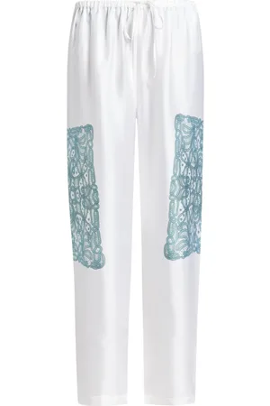 BITE Lace-print silk trousers