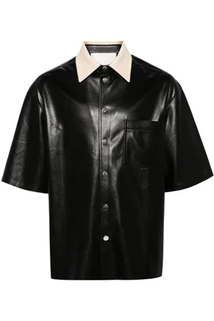 Nanushka Short-sleeve faux-leather shirt