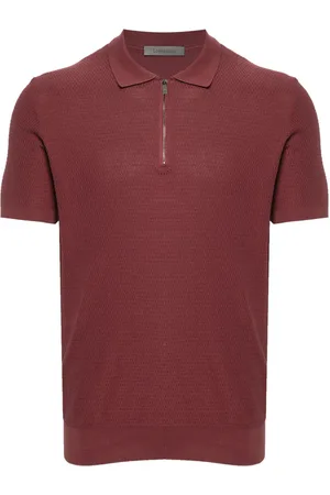 corneliani Patterned-jacquard polo shirt