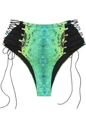 Noire Swimwear Snake-print high-waist bikini bottoms