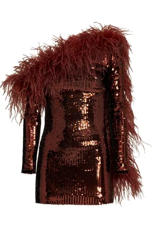 ‎Taller Marmo‎ Garbo Disco feather-trim minidress