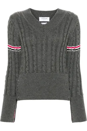 Thom Browne RWB-stripe cable-knit jumper