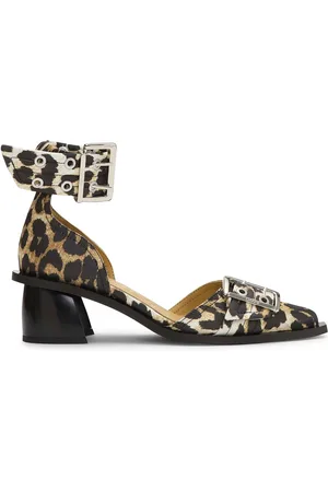 Ganni Leopard-print buckled pumps