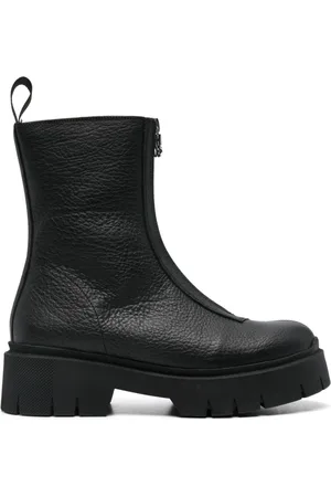 HUGO BOSS Front-zip leather ankle boots