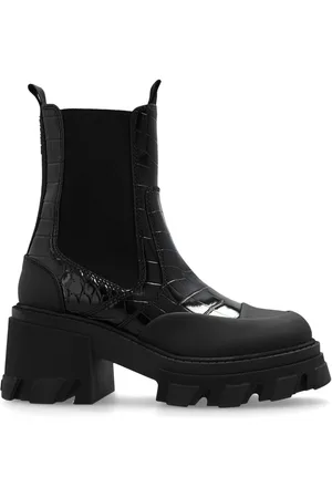 Ganni 80mm crocodile-embossed Chelsea boots