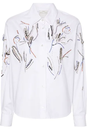 FORTE FORTE Rhinestone-detailed poplin shirt