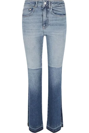AG Jeans Logo-patch two-tone straight-leg jeans