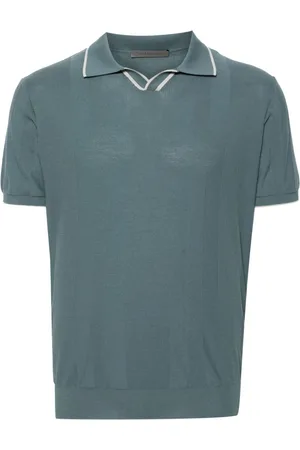 corneliani Crepe-texture cotton polo shirt