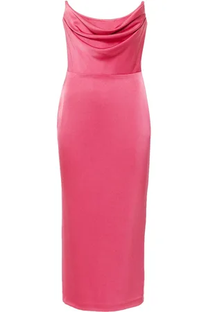 ALEX PERRY Corset-style satin midi dress