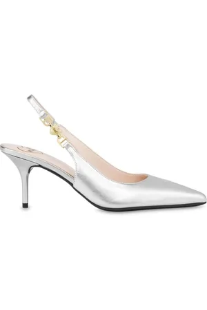 Moschino Metallic-leather sling-back pumps
