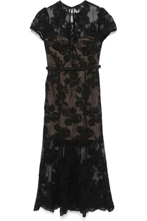 Self-Portrait Lace-overlay midi dress