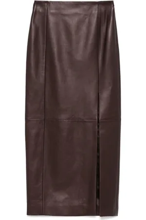 Kiton Leather midi skirt