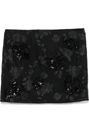 ROTATE Mesh flower mini skirt