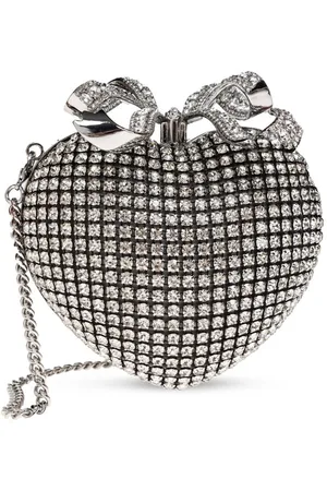 Self-Portrait Crystal Heart clutch bag