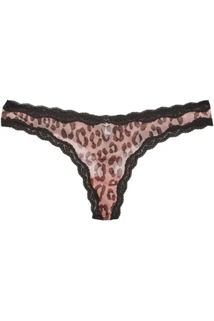 FLEUR DU MAL Leopard-print sheer thong