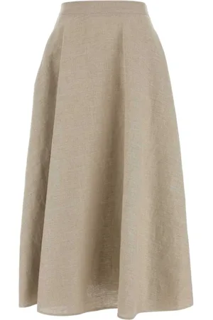 VALENTINO GARAVANI Flared linen midi skirt