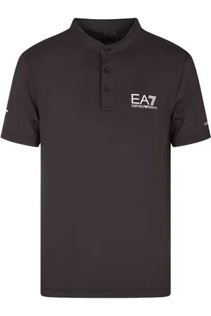 EA7 Logo-print band-collar T-shirt
