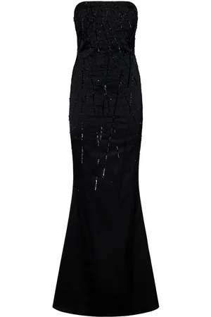 ROOM76 Crystal-embellished satin gown
